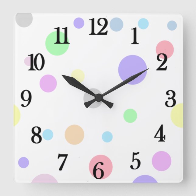 Reloj Cuadrado Pastel Polka Dot Pattern Large square wall clock (Anverso)