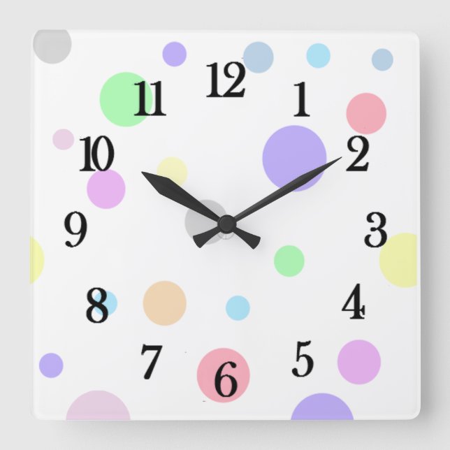 Reloj Cuadrado Pastel Polka Dots Pattern (Anverso)