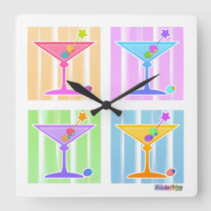 RELOJ CUADRADO PASTEL POP ART MARTINIS