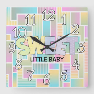 Reloj Cuadrado Pastel Sweet Baby Nursery Wall Clock