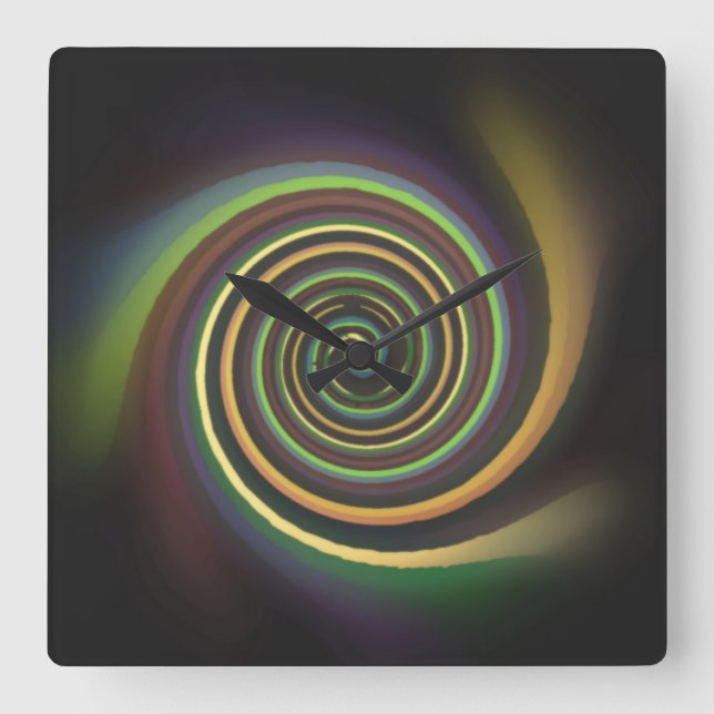 Reloj Cuadrado Pastel Swirl Square Wall Clock (Anverso)