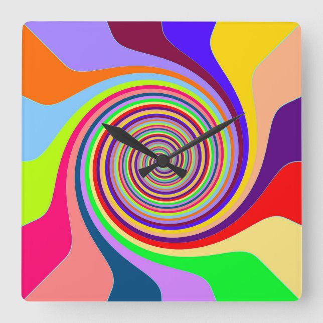 Reloj Cuadrado Pastel Swirl Square Wall Clock (Anverso)