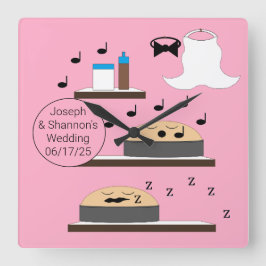 Reloj Cuadrado Pasteles Bodas sin congelar: