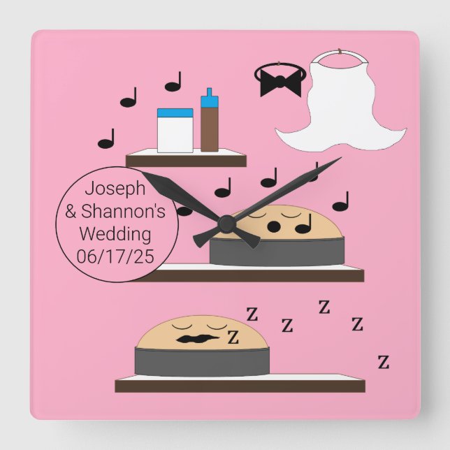 Reloj Cuadrado Pasteles Bodas sin congelar: (Anverso)