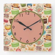 Pasteles de colores y refrigerios de tetera