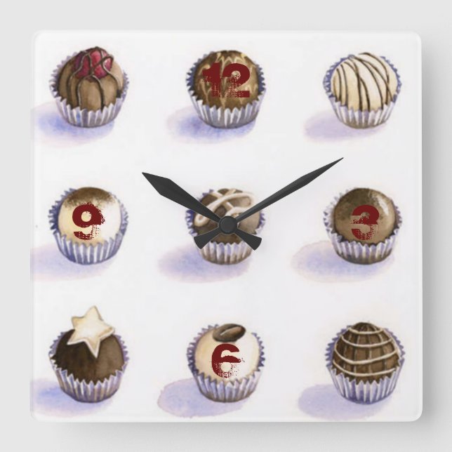 Reloj Cuadrado Pasteles de taza dulce (Anverso)