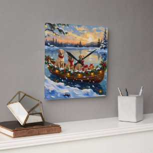 Reloj Cuadrado Pastore Labrador Navidad Barco Fiesta