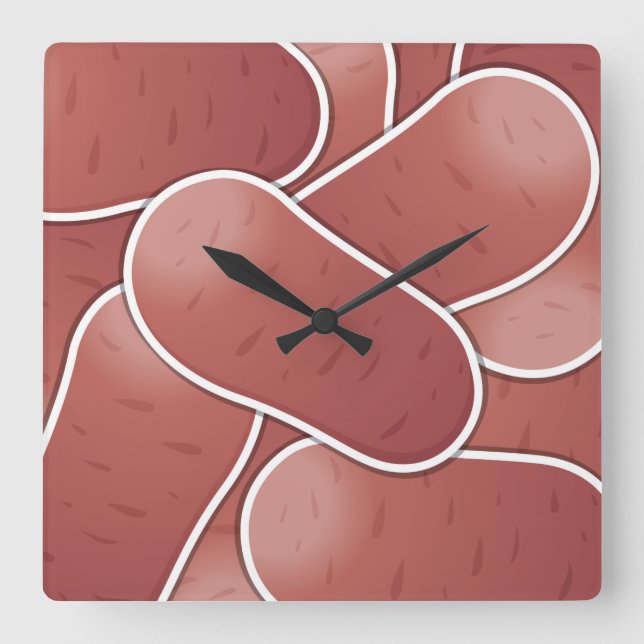 Reloj Cuadrado Patata rosa funky (Anverso)