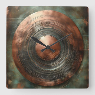 Reloj Cuadrado pátina de cobre