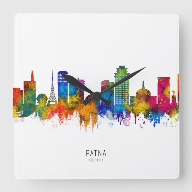 Reloj Cuadrado Patna Bihar horizonte (Anverso)