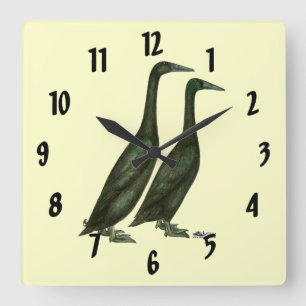 Reloj Cuadrado Patos Corredores Negros