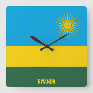 Reloj Cuadrado Patriota de Bandera Nacional de Ruanda