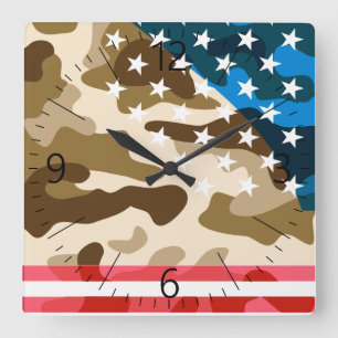 Reloj Cuadrado Patriotic camouflage pattern