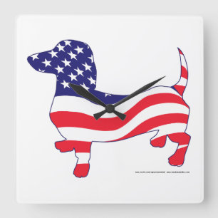 Reloj Cuadrado Patriotic Doxie - Patriotic Dachshund
