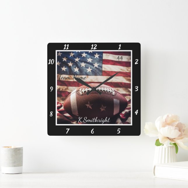 Reloj Cuadrado Patriotic Football Flag  (Hogar)