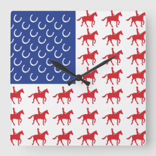 Reloj Cuadrado Patriotic Horse and Rider