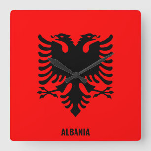Reloj Cuadrado Patriótico de Bandera Nacional de Albania