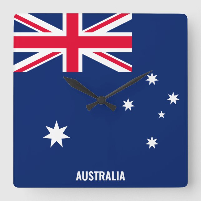 Reloj Cuadrado Patriótico de Bandera Nacional de Australia (Anverso)
