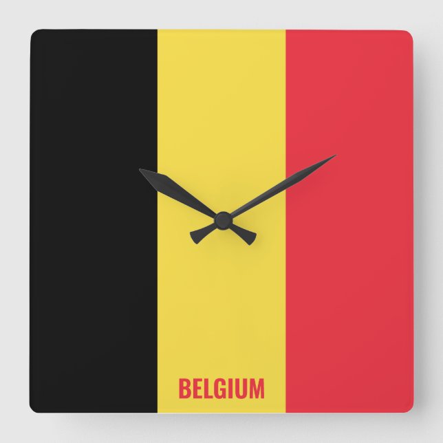 Reloj Cuadrado Patriótico de Bandera Nacional de Bélgica (Anverso)