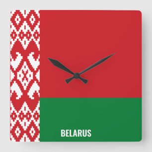Reloj Cuadrado Patriótico de Bandera Nacional de Bielorrusia