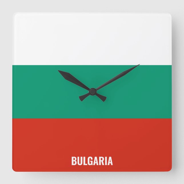 Reloj Cuadrado Patriótico de Bandera Nacional de Bulgaria (Anverso)