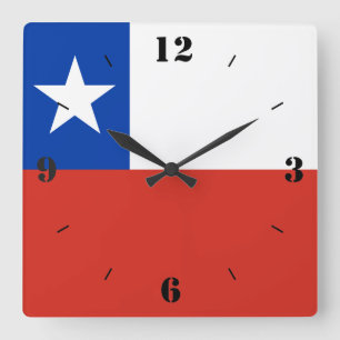 Reloj Cuadrado Patriótico de Bandera Nacional de Chile