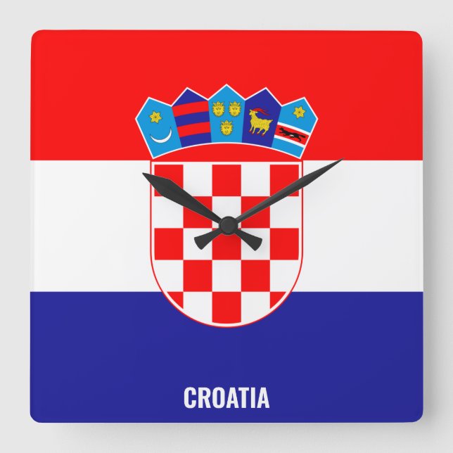Reloj Cuadrado Patriótico de Bandera Nacional de Croacia (Anverso)