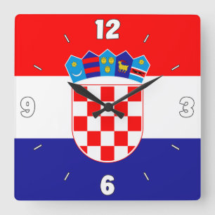 Reloj Cuadrado Patriótico de Bandera Nacional de Croacia