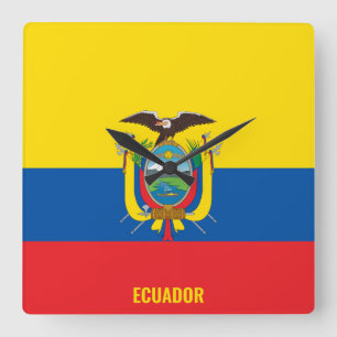Reloj Cuadrado Patriótico de Bandera Nacional de Ecuador