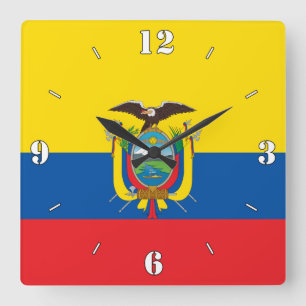 Reloj Cuadrado Patriótico de Bandera Nacional de Ecuador