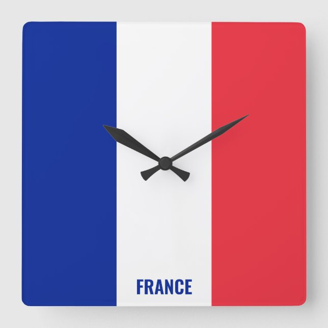 Reloj Cuadrado Patriótico de Bandera Nacional de Francia (Anverso)