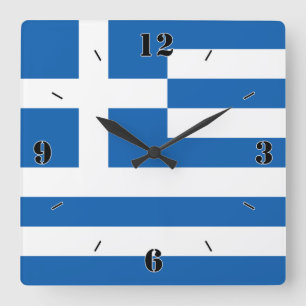 Reloj Cuadrado Patriótico de Bandera Nacional de Grecia