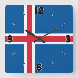 Reloj Cuadrado Patriótico de Bandera Nacional de Islandia