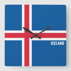 Reloj Cuadrado Patriótico de Bandera Nacional de Islandia