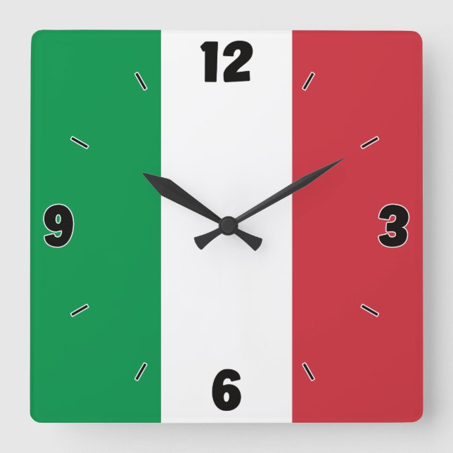 Reloj Cuadrado Patriótico de Bandera Nacional de Italia (Anverso)