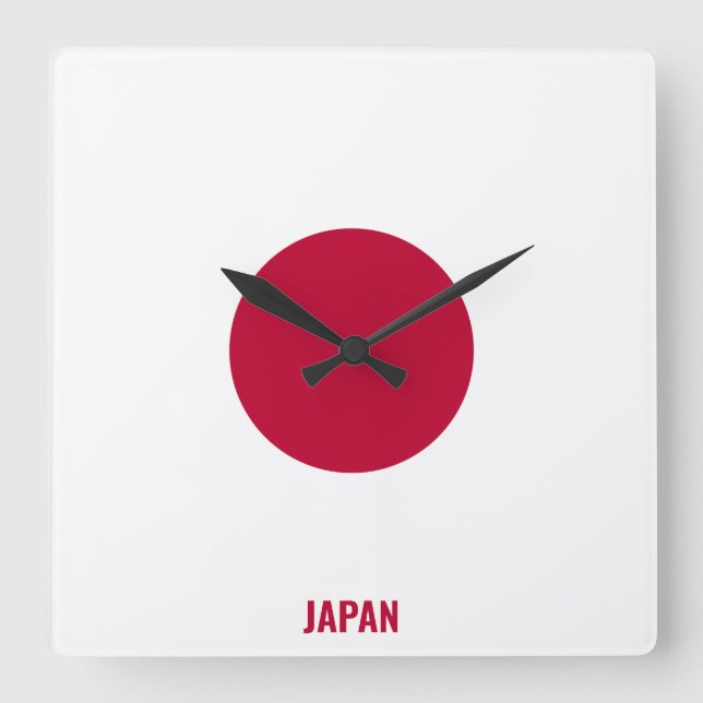 Reloj Cuadrado Patriótico de Bandera Nacional de Japón (Anverso)