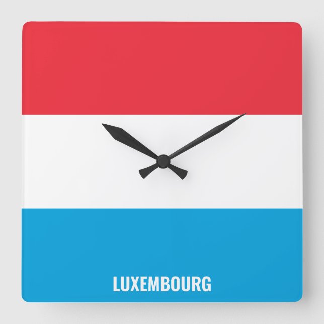 Reloj Cuadrado Patriótico de Bandera Nacional de Luxemburgo (Anverso)