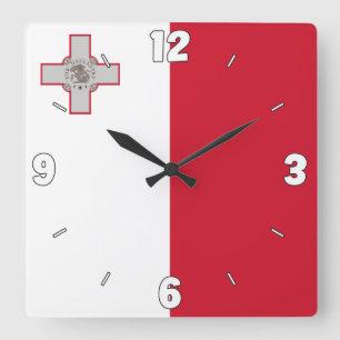 Reloj Cuadrado Patriótico de Bandera Nacional de Malta