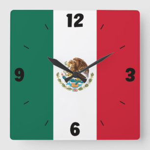 Reloj Cuadrado Patriótico de Bandera Nacional de México