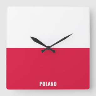 Reloj Cuadrado Patriótico de Bandera Nacional de Polonia