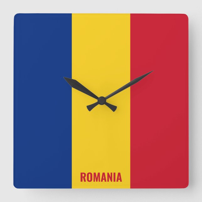 Reloj Cuadrado Patriótico de Bandera Nacional de Rumania (Anverso)