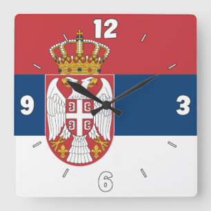 Reloj Cuadrado Patriótico de Bandera Nacional de Serbia