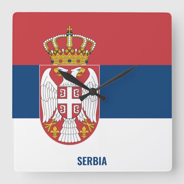 Reloj Cuadrado Patriótico de Bandera Nacional de Serbia (Anverso)