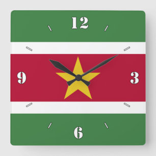 Reloj Cuadrado Patriótico de Bandera Nacional de Surinam