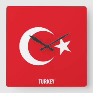 Reloj Cuadrado Patriótico de Bandera Nacional de Turquía