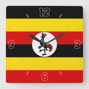 Reloj Cuadrado Patriótico de Bandera Nacional de Uganda