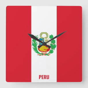 Reloj Cuadrado Patriótico de Bandera Nacional del Perú
