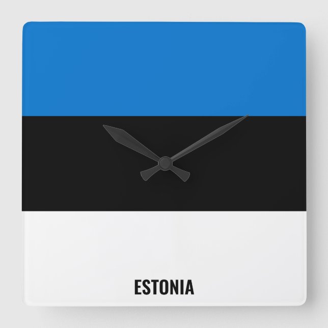 Reloj Cuadrado Patriótico de la Bandera de Estonia (Anverso)