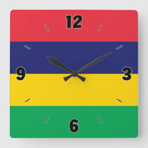 Reloj Cuadrado Patriótico de la Bandera de Mauricio