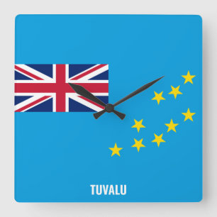 Reloj Cuadrado Patriótico de la bandera de Tuvalu deslumbrando